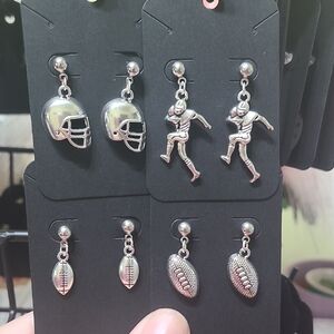 Silver Football Themed Earrings